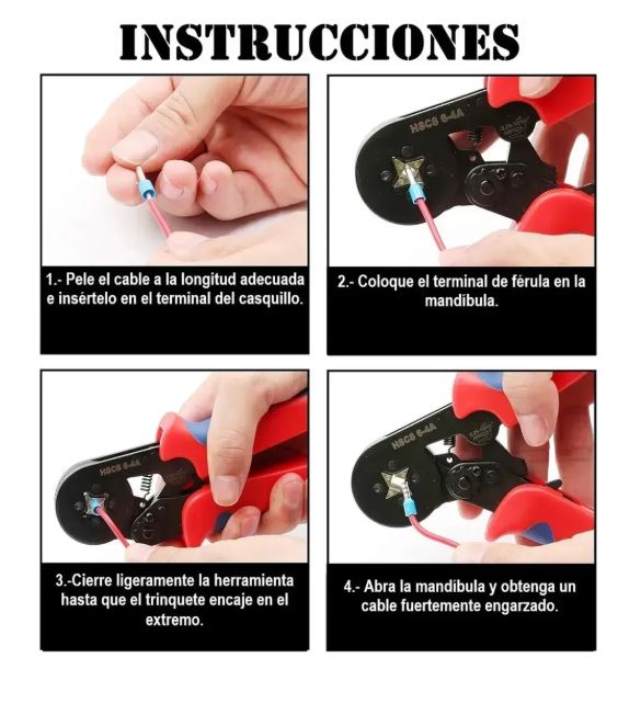 CRIMPADORA PROFESIONAL PARA TERMINALES ELÉCTRICOS