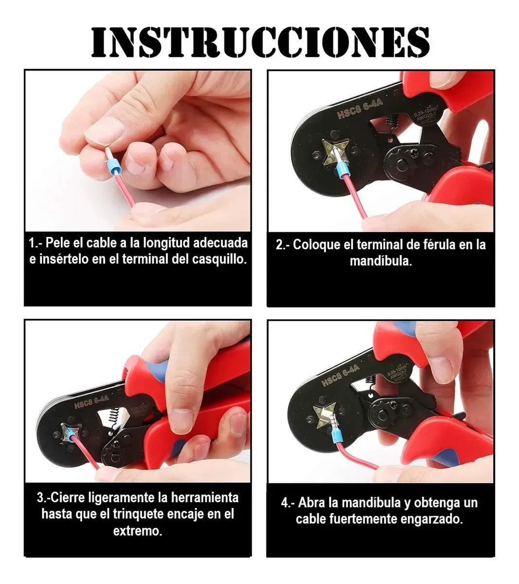 CRIMPADORA PROFESIONAL PARA TERMINALES ELÉCTRICOS