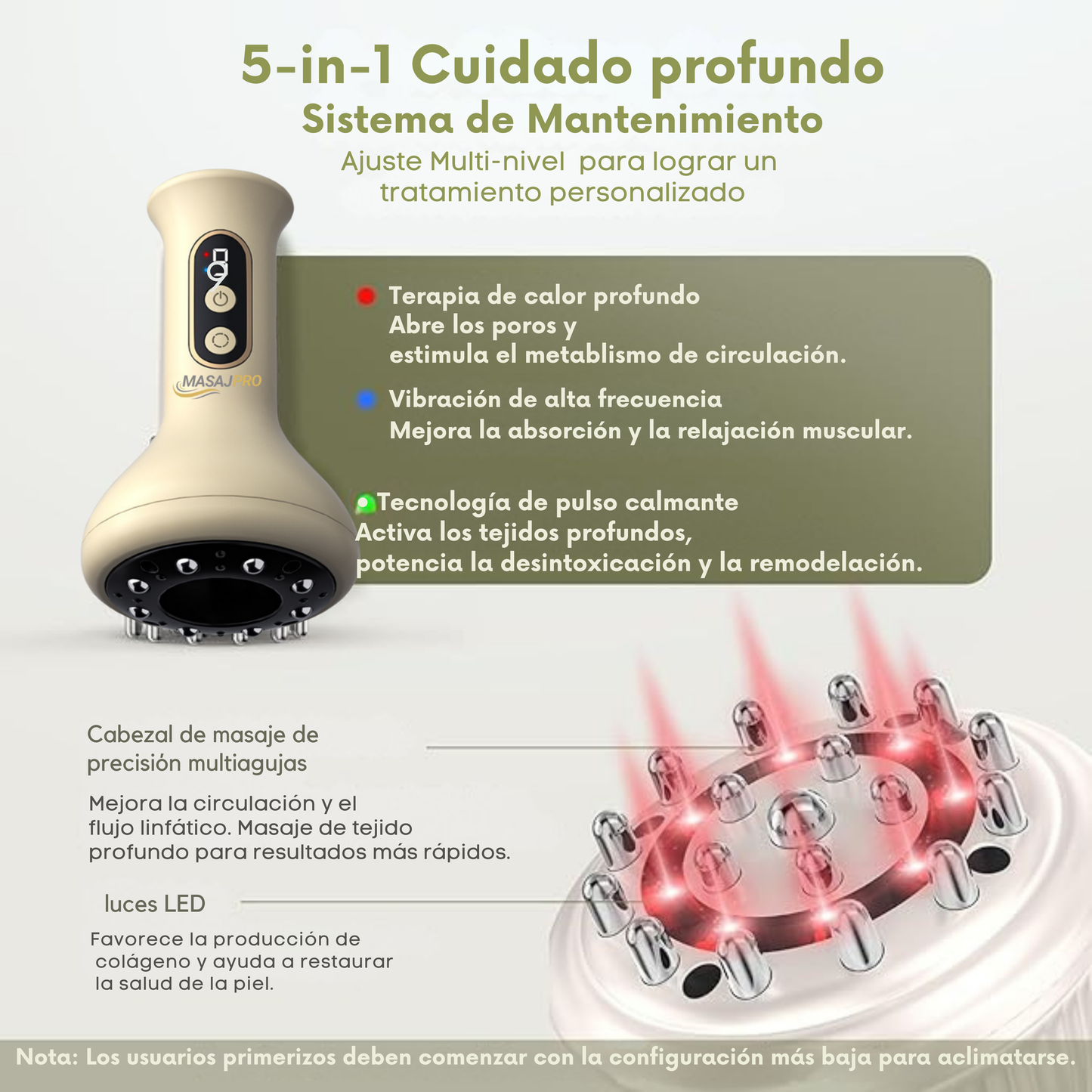 Masajeador eléctrico de ventosas con calor regulable