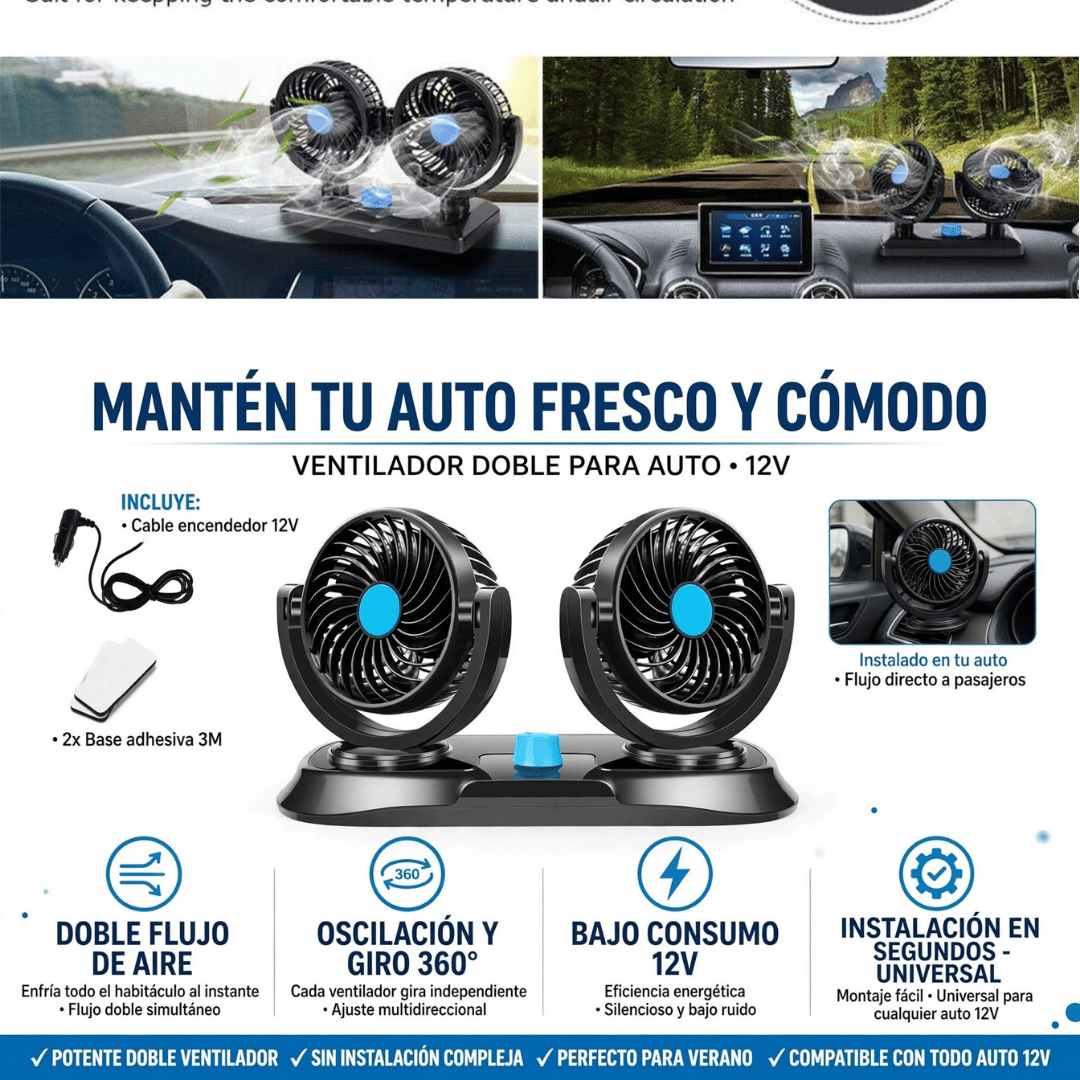 Ventilador De Auto Con 2 Ventiladores