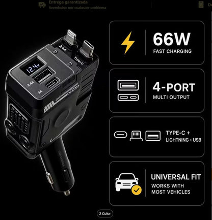 Cargador retráctil para automóvil 66 W