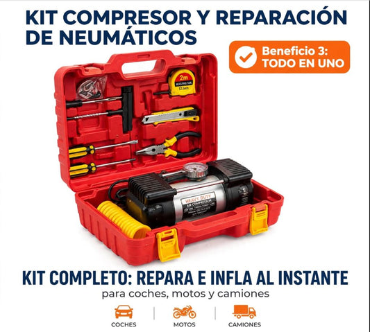 KIT COMPRESOR Y REPARACION DE NEUMATICO